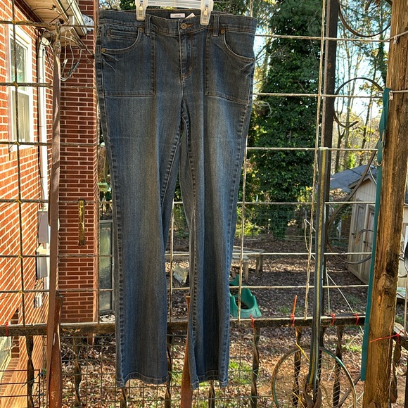 Liz & Co Stretch Denim Blue Jeans Medium Wash Front Square Pockets Women’s 10 - Picture 1 of 16